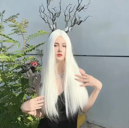 Wig for Women European and American White Long Straight Hair Synthetic Material Chemical Fiber Headgear Medium Hair Lolita Wig
Wig for Women European and American White Long Straight Hair Synthetic Material Chemical Fiber Headgear Medium Hair Lolita Wig