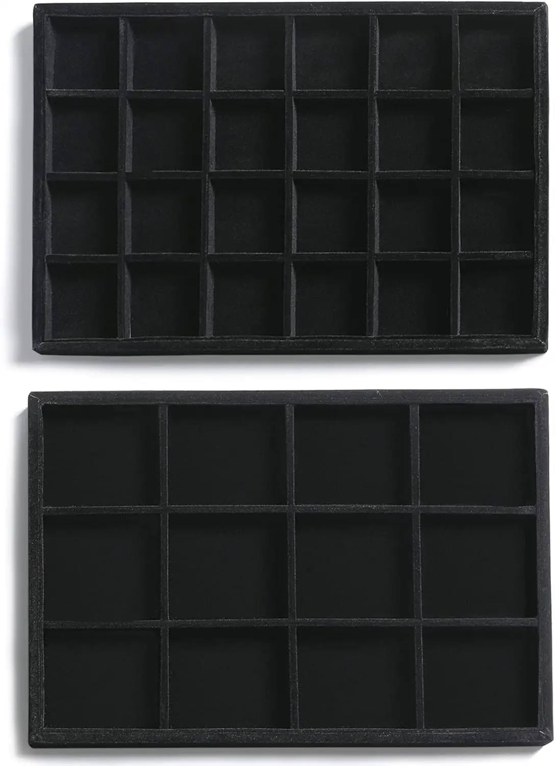 Stackable Velvet Jewelry Organizer Trays for Drawers Inserts Jewelry Storage Tray Display Case, Stud Earrings (Set of 2)
Stackable Velvet Jewelry Organizer Trays for Drawers Inserts Jewelry Storage Tray Display Case, Stud Earrings (Set of 2)