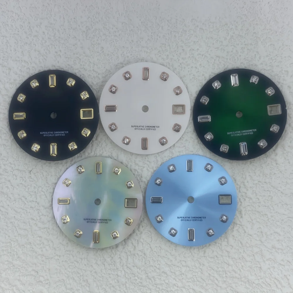 28.5mm S Dial Sun Print Dial Strip Diamond Watch accessories Shell literal calendar dial for NH35/NH36 movements
28.5mm S Dial Sun Print Dial Strip Diamond Watch accessories Shell literal calendar dial for NH35/NH36 movements