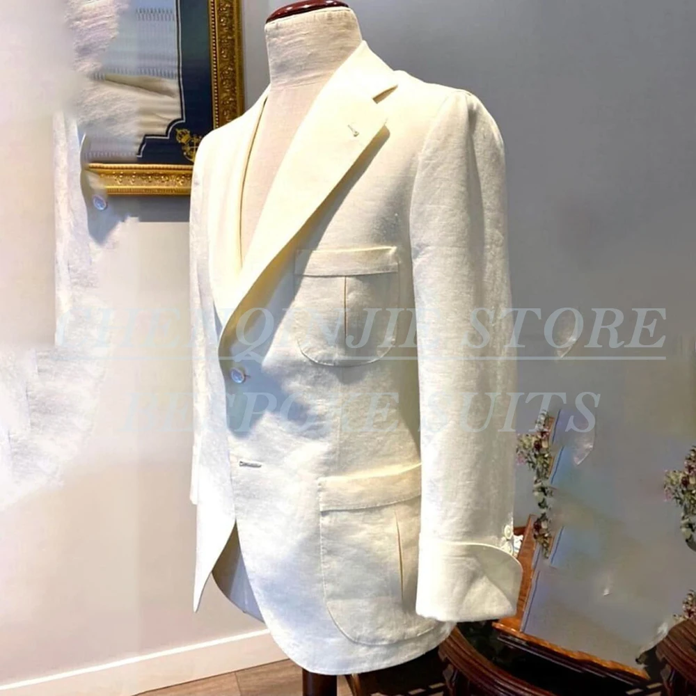 Summer Linen Men's Suits For Wedding Guest Elegant Single Breasted Notch Lapel Blazer Luxury Customized 2 Piece Jacket Pants
Summer Linen Men's Suits For Wedding Guest Elegant Single Breasted Notch Lapel Blazer Luxury Customized 2 Piece Jacket Pants