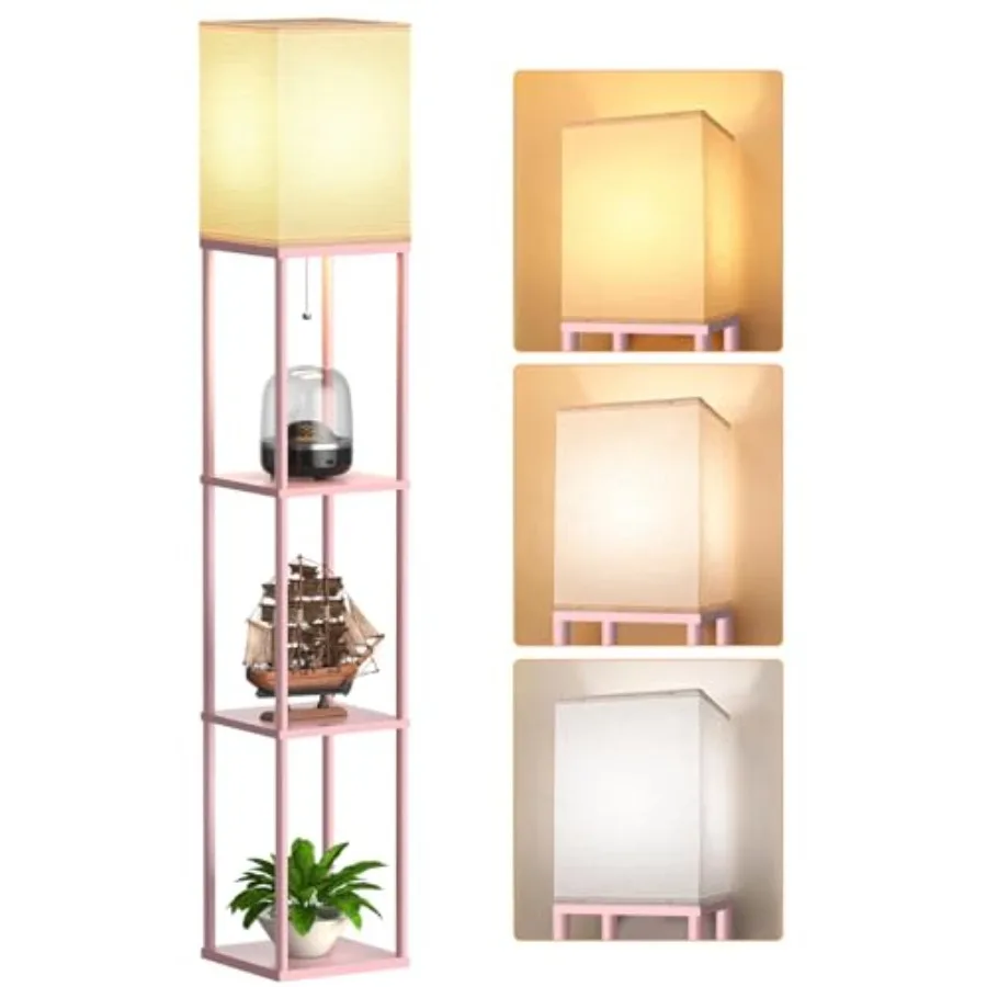 Pink Floor Lamp with Shelves for Living Room White Linen Shade Standing Column Lamp with 3 CCT LED Bulb Corner Display Etagere
Pink Floor Lamp with Shelves for Living Room White Linen Shade Standing Column Lamp with 3 CCT LED Bulb Corner Display Etagere