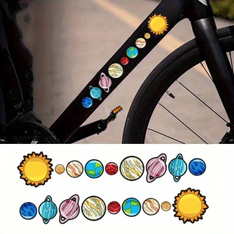 2Pcs 2D Flat Solar System Planet Bike Stickers Space Earth Saturn Sun Pattern Waterproof Personalized Decals for Bicycle
2Pcs 2D Flat Solar System Planet Bike Stickers Space Earth Saturn Sun Pattern Waterproof Personalized Decals for Bicycle