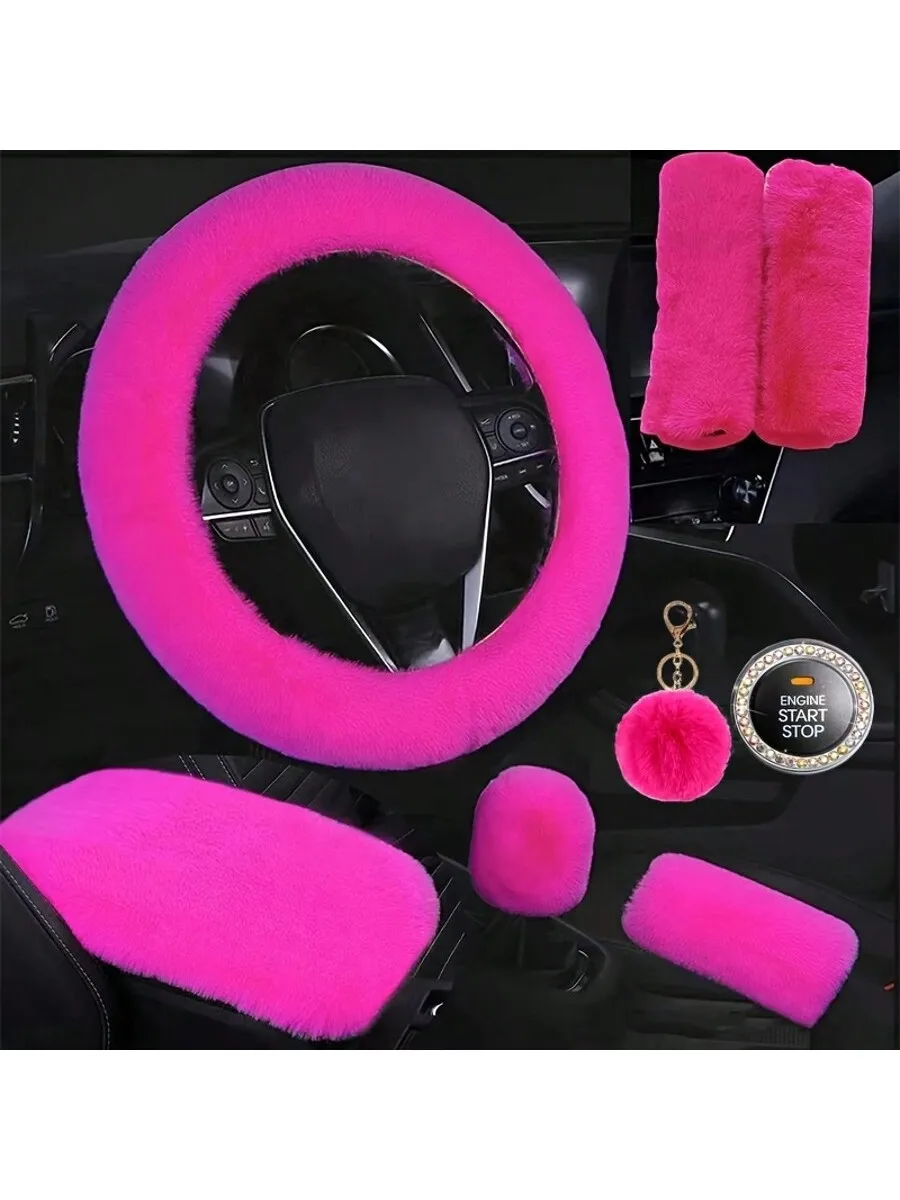 8 Pieces Set Combination Pink Goddess Plush Car Steering Wheel Cover Rex Rabbit Fur Fluffy Steering Wheel Cover,Purple Car
8 Pieces Set Combination Pink Goddess Plush Car Steering Wheel Cover Rex Rabbit Fur Fluffy Steering Wheel Cover,Purple Car
