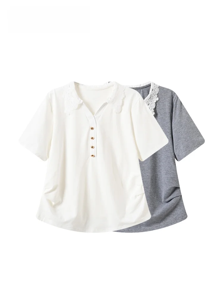 Loose Short Sleeve T-Shirt Women Summer New Style Lace Splicing Oversize Anti-Aging Shoulder Appropriate Cotton Casual Top
Loose Short Sleeve T-Shirt Women Summer New Style Lace Splicing Oversize Anti-Aging Shoulder Appropriate Cotton Casual Top