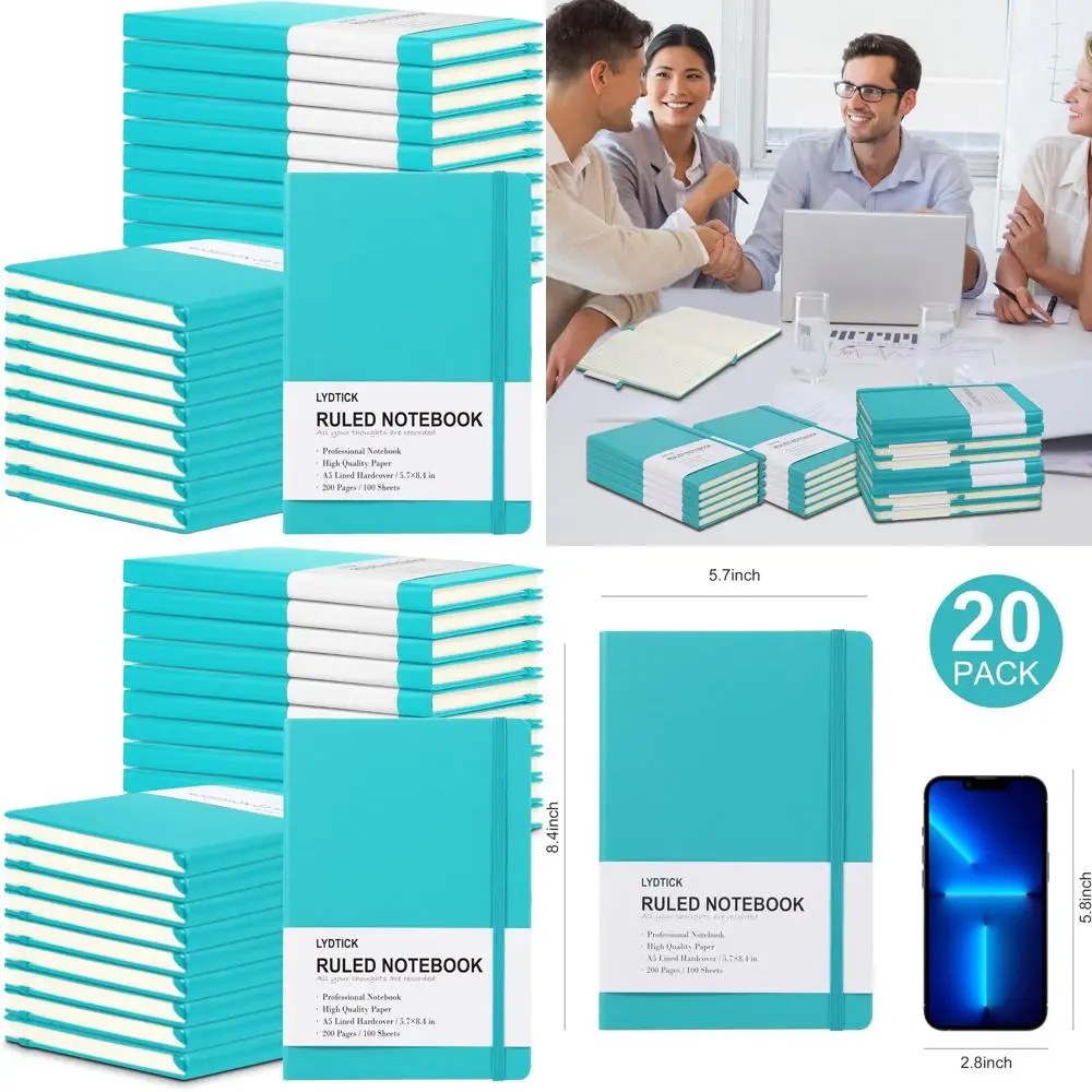 Bulk 20-Pack College Ruled Hardcover Journals, 200 Pages, 5.7x8.4, Emerald Green, for School, Office, and Home Use
Bulk 20-Pack College Ruled Hardcover Journals, 200 Pages, 5.7x8.4, Emerald Green, for School, Office, and Home Use