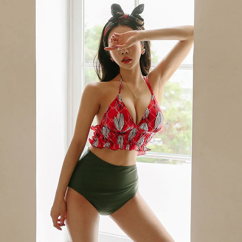 Summer Bikini Set Women Floral Print Swimsuit Halter Swimwear High Waist Beach Swimwear Cross Bandage Two Pieces Swimsuit 2023
Summer Bikini Set Women Floral Print Swimsuit Halter Swimwear High Waist Beach Swimwear Cross Bandage Two Pieces Swimsuit 2023