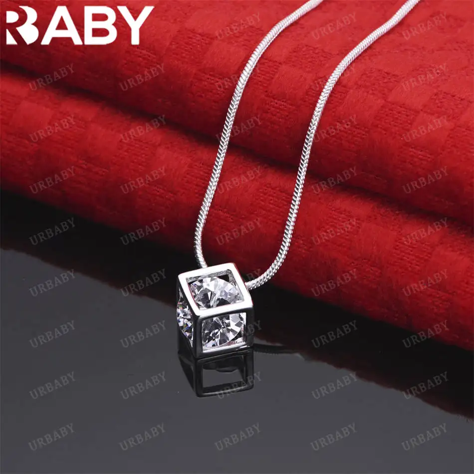 URBABY 40-75cm 925 Sterling Silver Zircon Block Pendant Necklace For Women Men Creativity Gifts Street All-match Party
URBABY 40-75cm 925 Sterling Silver Zircon Block Pendant Necklace For Women Men Creativity Gifts Street All-match Party