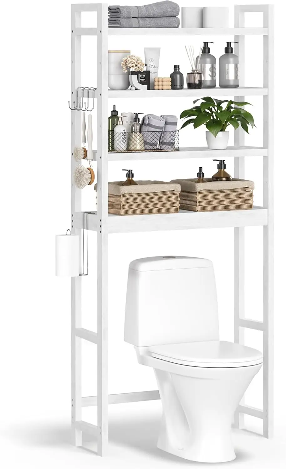 4-Tier Over Toilet Bathroom Organizer with Adjustable Shelves, Space-Saving, Cloud White, 10.2 x 24.8 x 72.8 Inches
4-Tier Over Toilet Bathroom Organizer with Adjustable Shelves, Space-Saving, Cloud White, 10.2 x 24.8 x 72.8 Inches