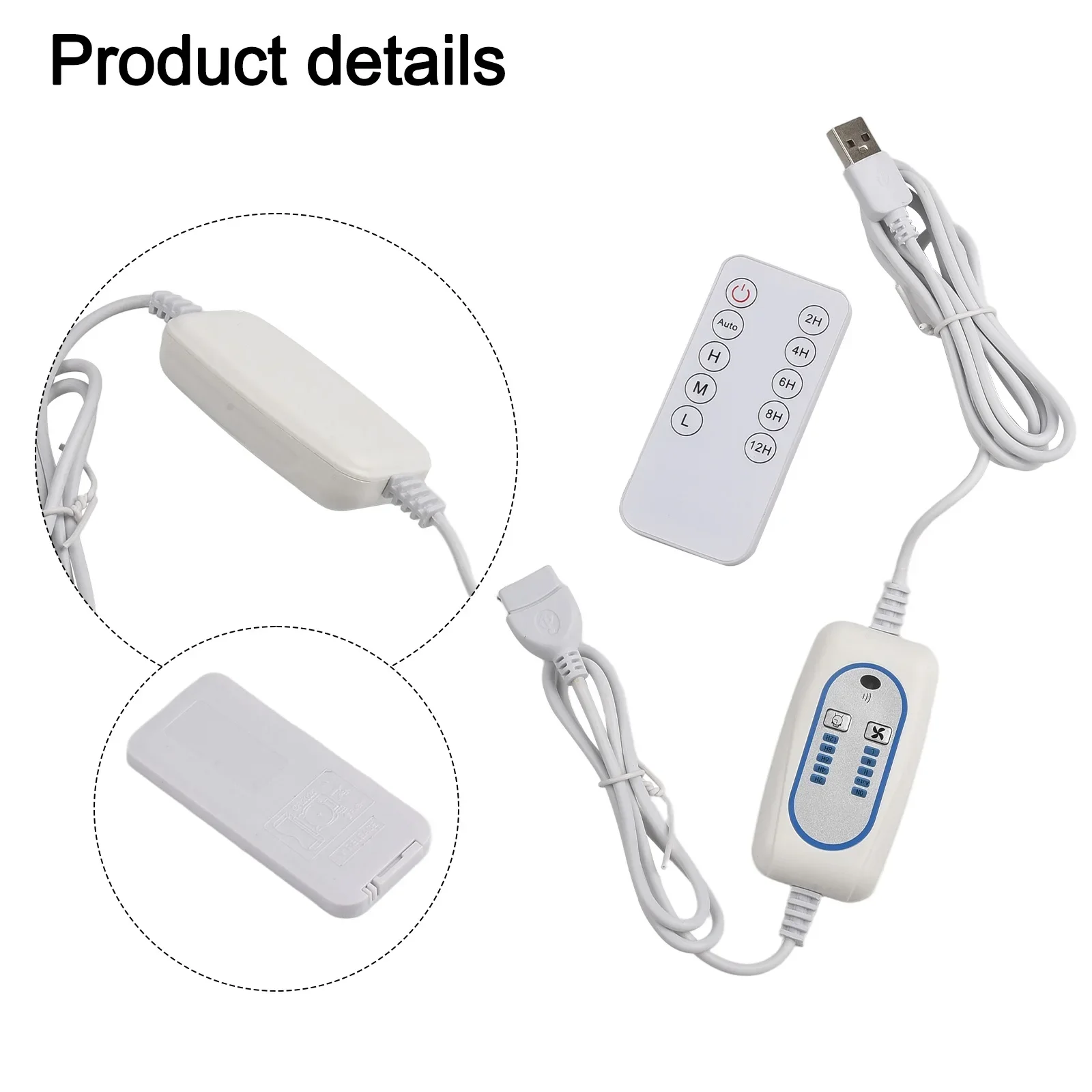 For USB Fan Adjustable USB Fan Remote Control Power Cord 2 In 1 USB Power Cable On Off Switch 5 Adjustable Levels