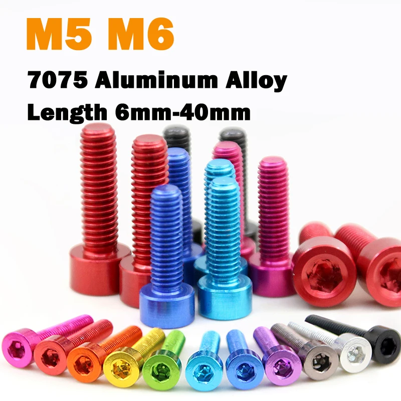 5Pcs Colored Bolts M5 M6 Length 6mm-40mm 7075 Aluminum Alloy Socket Cap Screws Anodized Allen Hex Head DIY Bolts
5Pcs Colored Bolts M5 M6 Length 6mm-40mm 7075 Aluminum Alloy Socket Cap Screws Anodized Allen Hex Head DIY Bolts