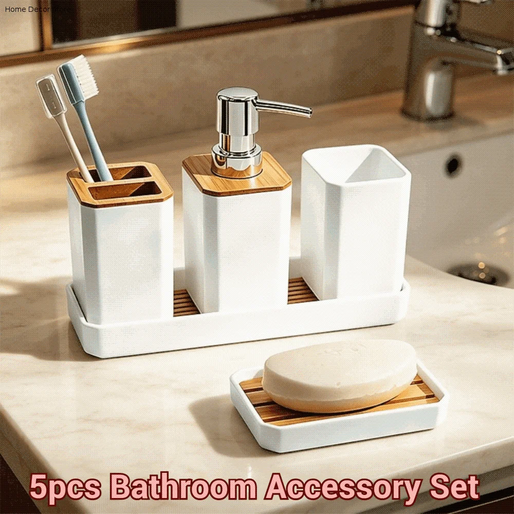5pcs/set Non Slip 5pcs Bathroom Accessory Set Soap Dispenser Soap Box Countertop Hands Soap Bottle Tray Space-Saving
5pcs/set Non Slip 5pcs Bathroom Accessory Set Soap Dispenser Soap Box Countertop Hands Soap Bottle Tray Space-Saving