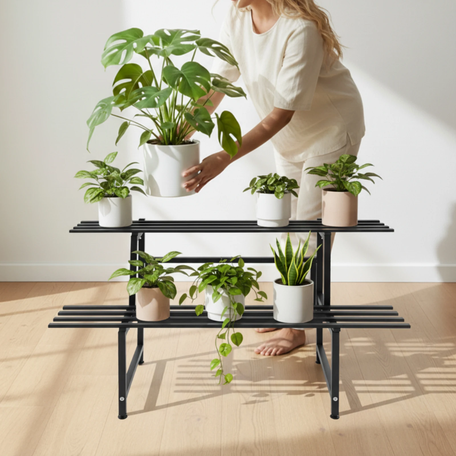 Metal Plant Stand, 2 Tier 100cm Tall Flower Pot Holder Display Rack, Sturdy Iron Shelf for Balcony, Garden, Indoor Outdoor Plant
Metal Plant Stand, 2 Tier 100cm Tall Flower Pot Holder Display Rack, Sturdy Iron Shelf for Balcony, Garden, Indoor Outdoor Plant