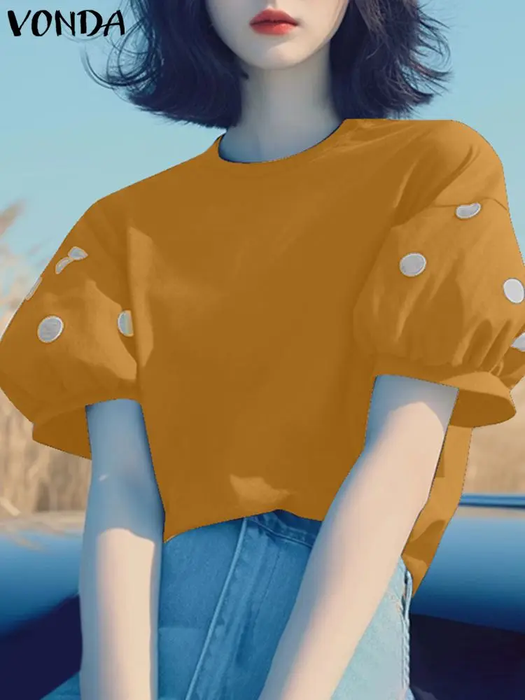 VONDA Женская летняя рубашка с круглым вырезом и пышными рукавами Blusas 2024, винтажный стиль, топы с принтом в горошек, милая повседневная блузка на каждый день
VONDA Женская летняя рубашка с круглым вырезом и пышными рукавами Blusas 2024, винтажный стиль, топы с принтом в горошек, милая повседневная блузка на каждый день