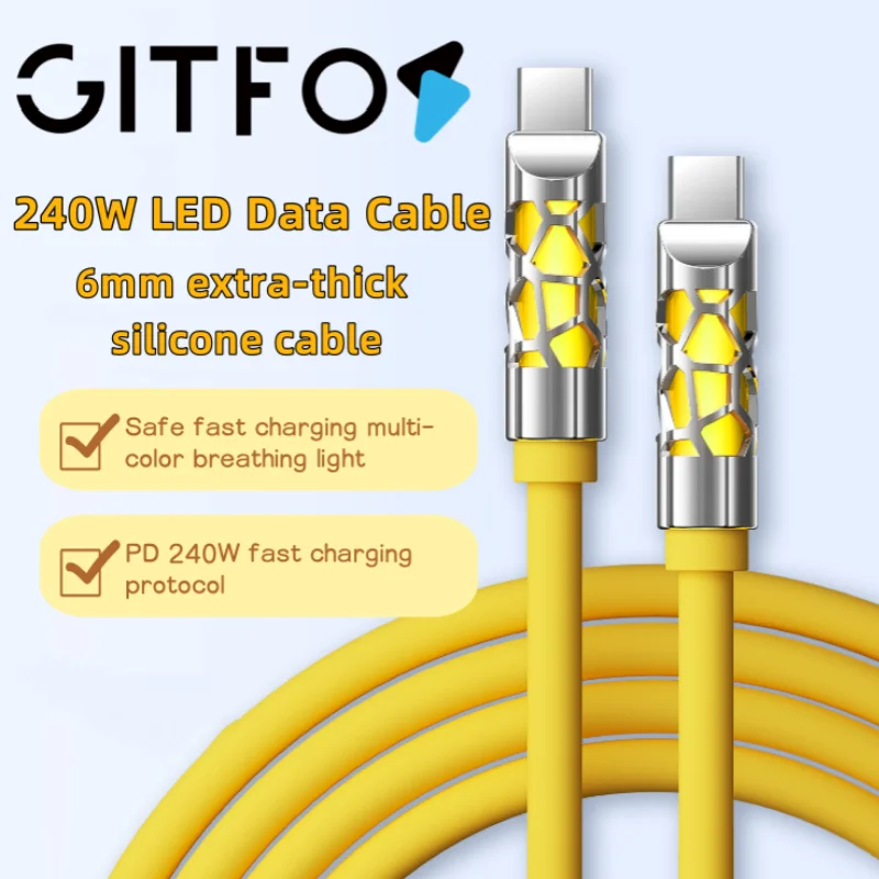 Gitfos PD 240W Fast Charging Data Cable Compatible with Type-C Interface Devices
Gitfos PD 240W Fast Charging Data Cable Compatible with Type-C Interface Devices