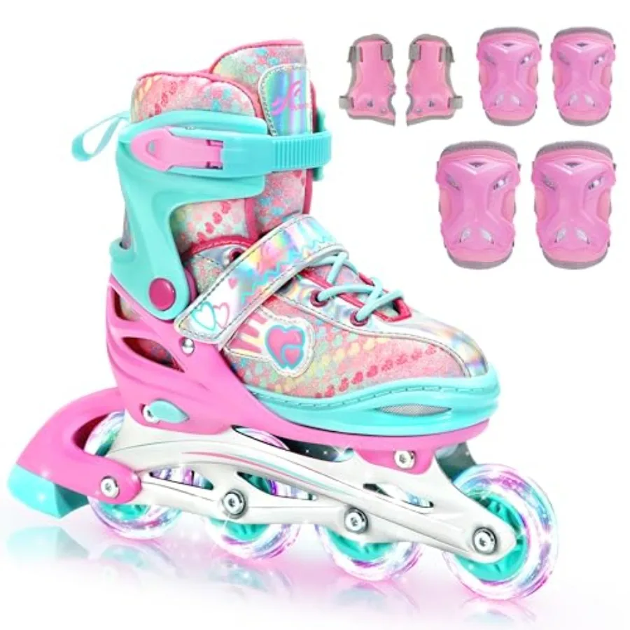 4 Size Adjustable Inline Skates for Girls, Inline Skates Size 12C-9 with Light Up Wheels Roller Blade with Protective Gear Set
4 Size Adjustable Inline Skates for Girls, Inline Skates Size 12C-9 with Light Up Wheels Roller Blade with Protective Gear Set