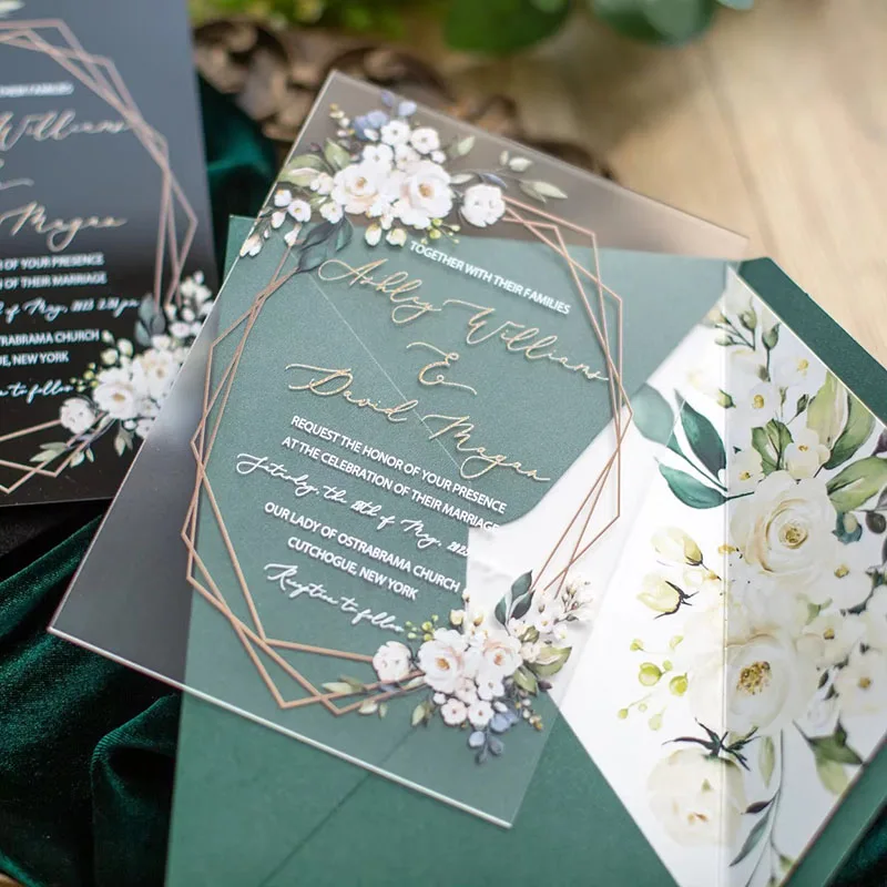 Изысканные свадебные приглашения CustomRomantic: геометрический дизайн с зеленью, матовый или черный акрил, роскошные приглашения для свадебной церемонии
Изысканные свадебные приглашения CustomRomantic: геометрический дизайн с зеленью, матовый или черный акрил, роскошные приглашения для свадебной церемонии
