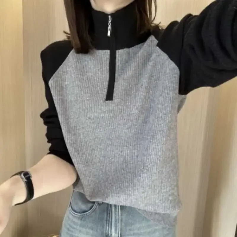 Half Zip Color Blocked High Neck Shoulder Knitted Sweater Women Autumn Winter New Collection Korean Contrasting Interior Top B21
Half Zip Color Blocked High Neck Shoulder Knitted Sweater Women Autumn Winter New Collection Korean Contrasting Interior Top B21