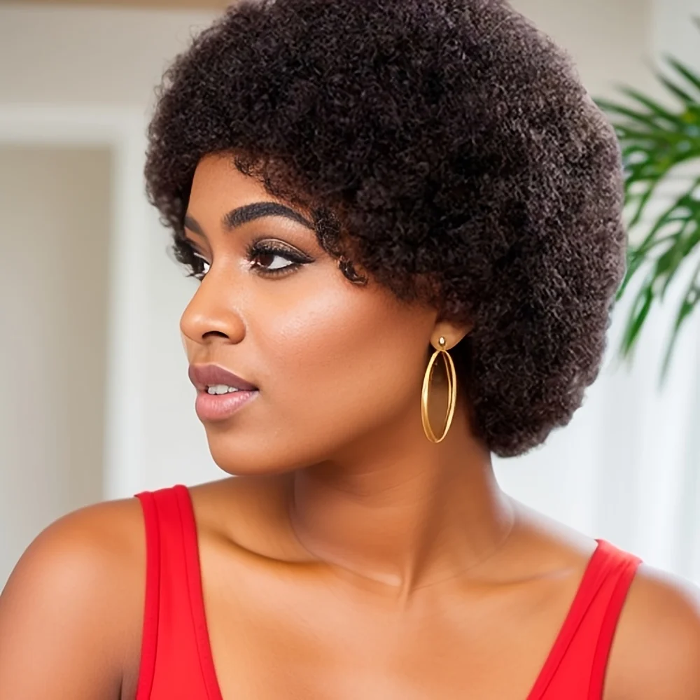 Afro Kinky Curly Wig - Human Hair, Pixie Cut Wigs Fluffy -Machine Made Natural Color Brown Effortlessly Stylish for Women
Afro Kinky Curly Wig - Human Hair, Pixie Cut Wigs Fluffy -Machine Made Natural Color Brown Effortlessly Stylish for Women