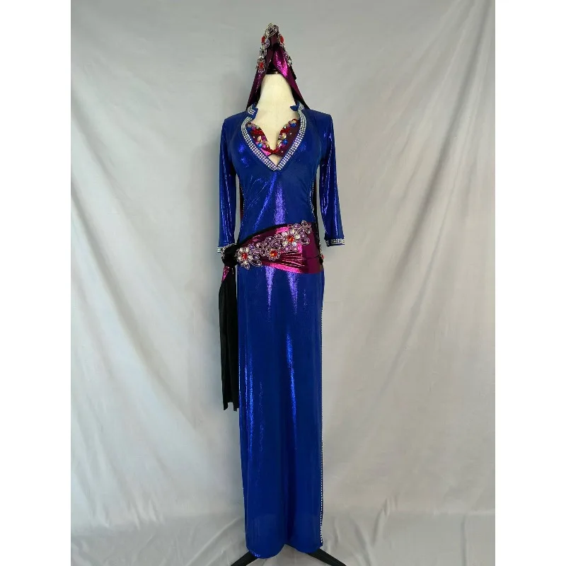 Customized Sapphire Blue Belly Dance V-neck Full Diamond Robe Headscarf Belt Eastern Dance Baladi Shabbi Folk Performance Dress
Customized Sapphire Blue Belly Dance V-neck Full Diamond Robe Headscarf Belt Eastern Dance Baladi Shabbi Folk Performance Dress