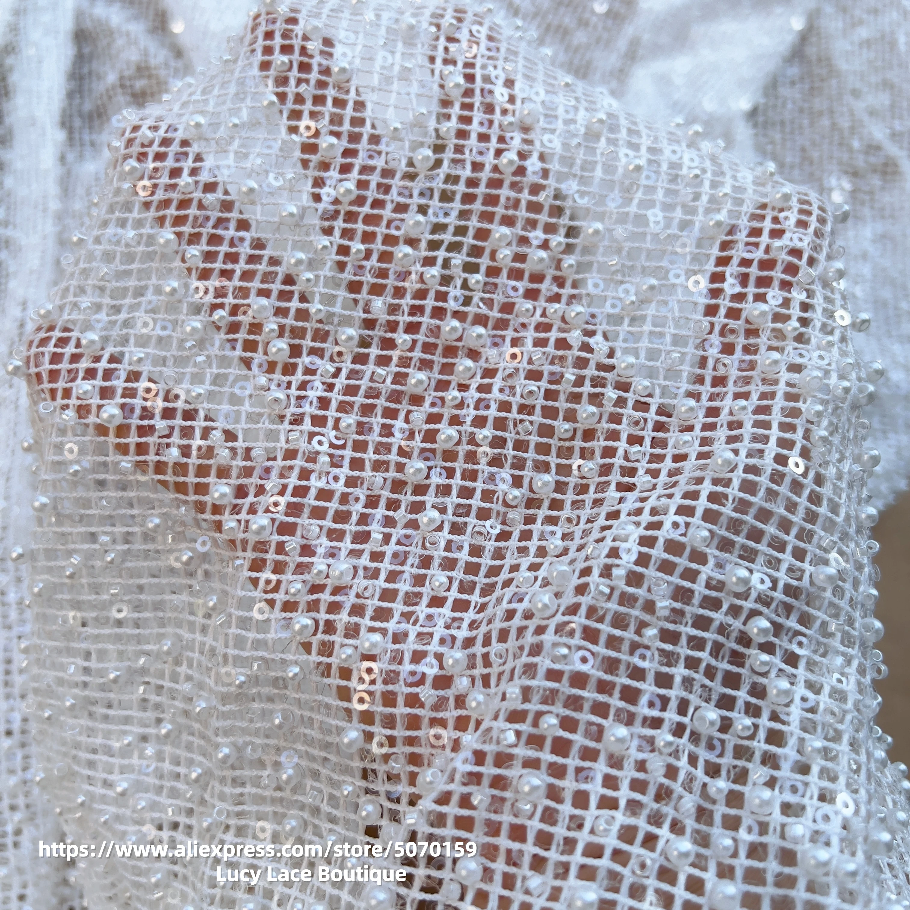 130CM Wide Checkered Pearls Beads Sequins Lace Beaded Heavy Lace Fabric for Wedding Dress High Quality Designer Lace Sewing DIY
130CM Wide Checkered Pearls Beads Sequins Lace Beaded Heavy Lace Fabric for Wedding Dress High Quality Designer Lace Sewing DIY