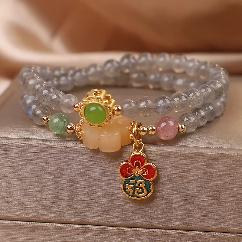 Fortune Lucky Natural Grey Moon Fu Подвеска с персонажем для женщин Двухслойный браслет из бисера Роскошный
Fortune Lucky Natural Grey Moon Fu Подвеска с персонажем для женщин Двухслойный браслет из бисера Роскошный