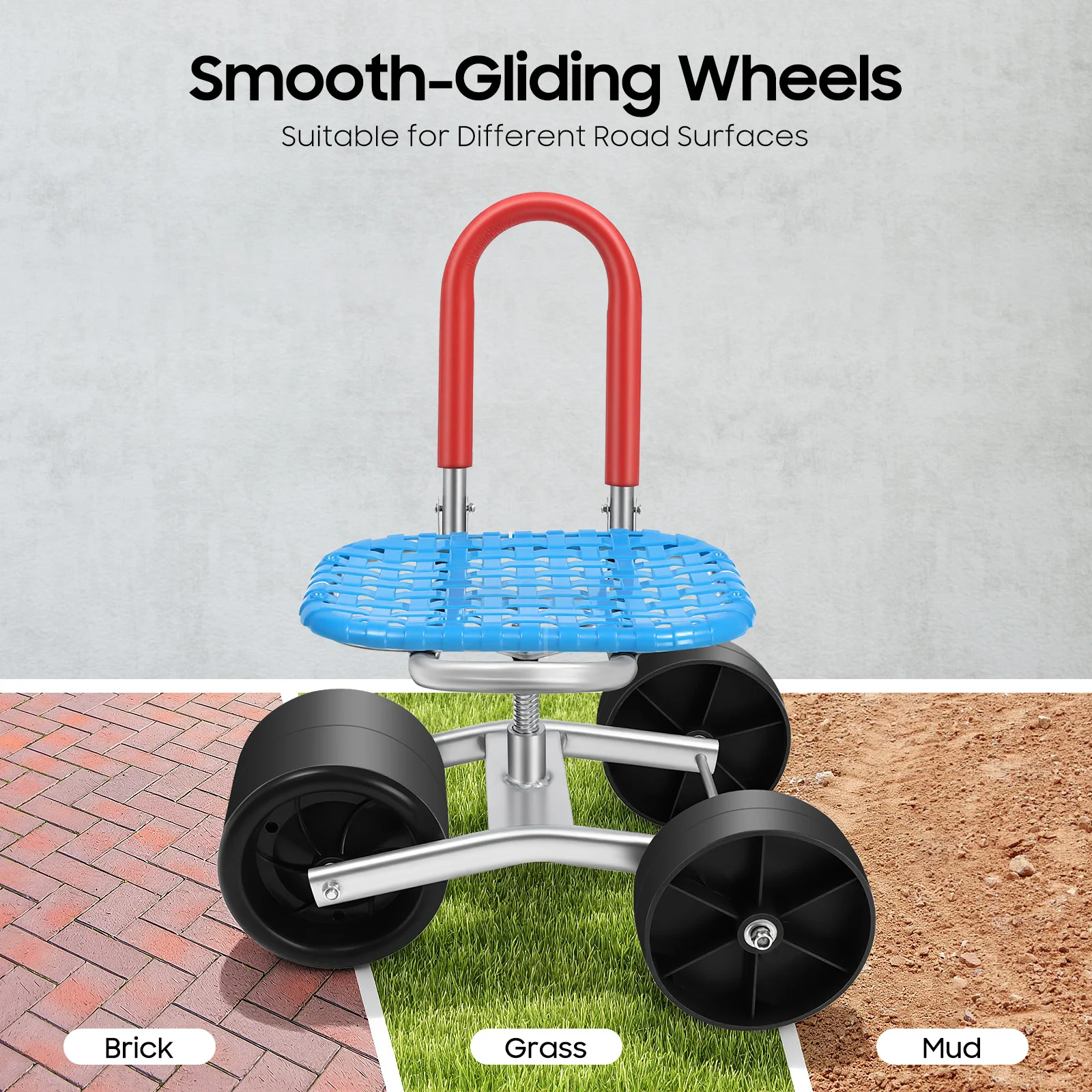 Rolling Garden Seat Garden Cart Rolling Work Seat Swivel Seat Adjustable Seat Height and Direction 150kg Bearing Capacity
Rolling Garden Seat Garden Cart Rolling Work Seat Swivel Seat Adjustable Seat Height and Direction 150kg Bearing Capacity