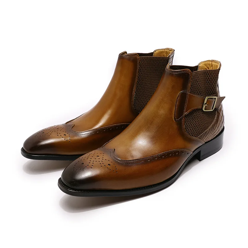British Style Men Fashion Buckle Chelsea Boots Business Formal High Top Shoes High Quality Genuine Leather Men Ankle Boots
British Style Men Fashion Buckle Chelsea Boots Business Formal High Top Shoes High Quality Genuine Leather Men Ankle Boots