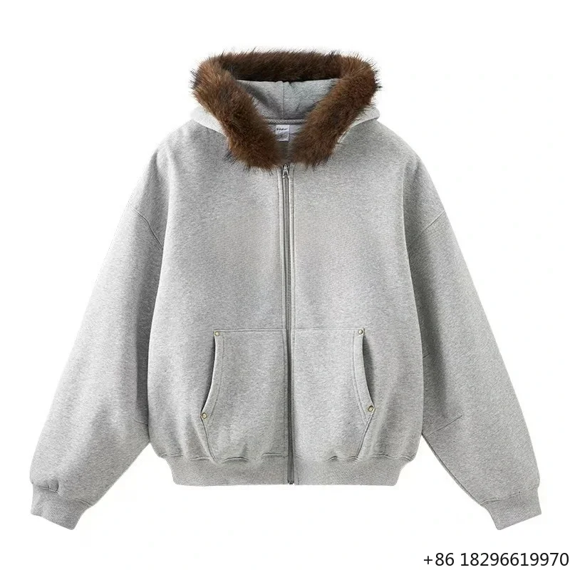 Heavy Weight Wool Hooded Zip Sweater Fur Collar Street Style Knitted Outerwear
Heavy Weight Wool Hooded Zip Sweater Fur Collar Street Style Knitted Outerwear