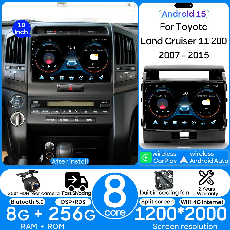For Toyota Land Cruiser 11 200 2007 - 2015 CarPlay Auto Android 15 Car Multimedia Radio Video Stereo Player Navigation GPS 2din
For Toyota Land Cruiser 11 200 2007 - 2015 CarPlay Auto Android 15 Car Multimedia Radio Video Stereo Player Navigation GPS 2din