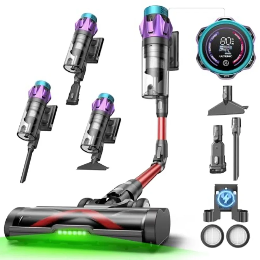 Cordl Vacuum Cleaner, 55KPA/650W/80Mins, Cordl Stick Vacuum with 180°Bendable Wand, Touch Screen, Anti- Brush, Self-Standing, V
Cordl Vacuum Cleaner, 55KPA/650W/80Mins, Cordl Stick Vacuum with 180°Bendable Wand, Touch Screen, Anti- Brush, Self-Standing, V