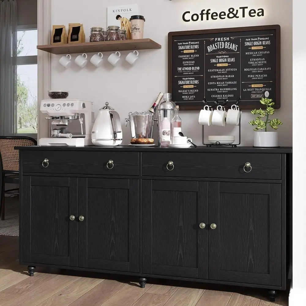 55 Black Sideboard with Storage, Serving and Dining Room Buffet Cabinet
55 Black Sideboard with Storage, Serving and Dining Room Buffet Cabinet