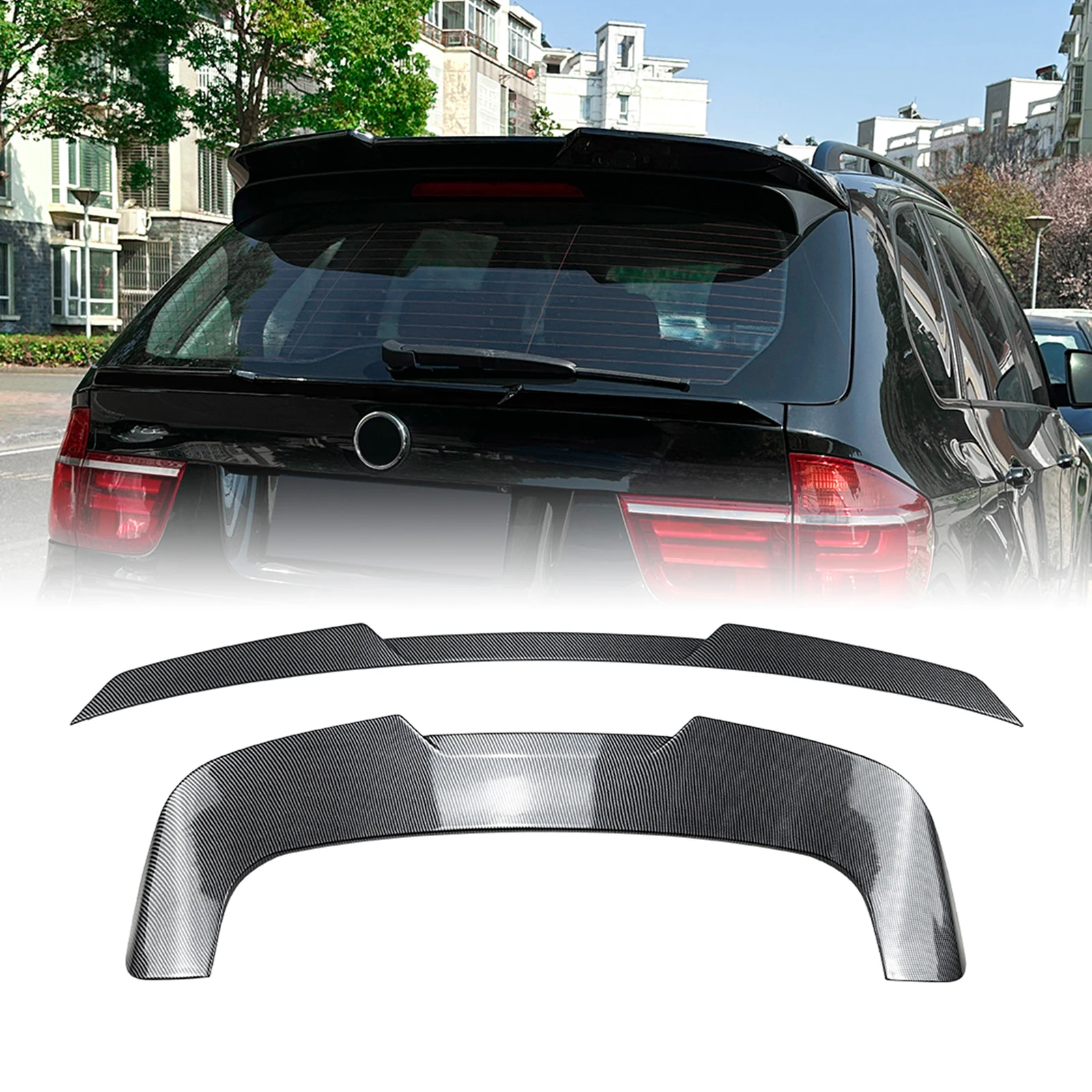 Carbon Fiber Look/Gloss Black Tailgate Rear Trunk Roof + Middle Spoiler Wing Lip Center Upper Splitter For BMW X5 E70 2008-2013
Carbon Fiber Look/Gloss Black Tailgate Rear Trunk Roof + Middle Spoiler Wing Lip Center Upper Splitter For BMW X5 E70 2008-2013