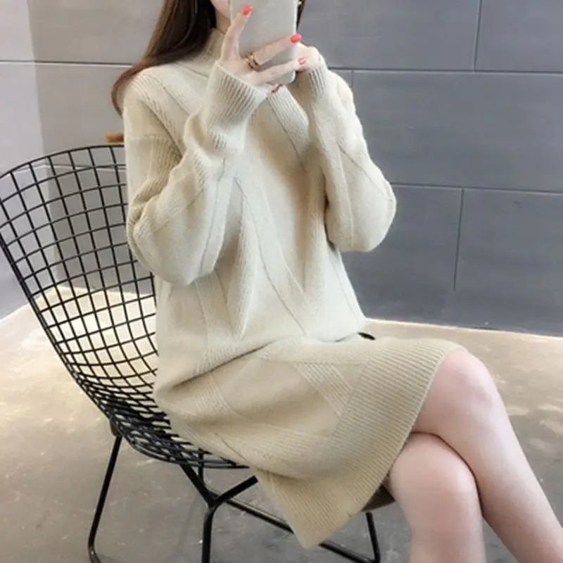Fashion Turtleneck Women Sweater Dress Winter Warm Female Pullovers Thick Sweaters Solid Knitted Dresses Office Lady
Fashion Turtleneck Women Sweater Dress Winter Warm Female Pullovers Thick Sweaters Solid Knitted Dresses Office Lady