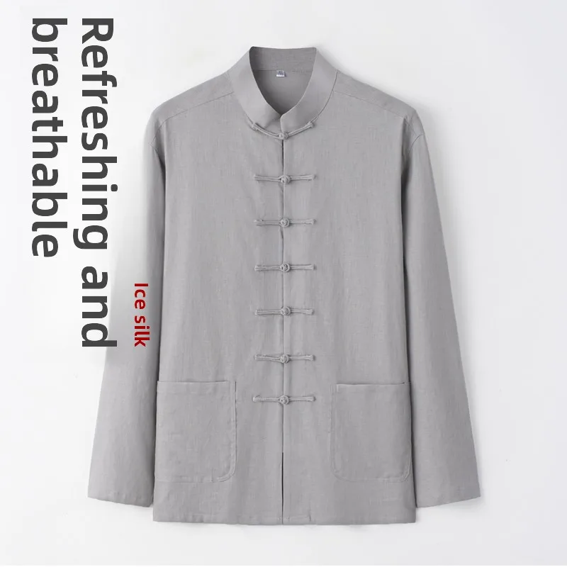 Lightweight Summer Ice Silk Linen Long Sve irt Casual Dad andpa Tang Suit M Faionable Split Design Comfortable Top
Lightweight Summer Ice Silk Linen Long Sve irt Casual Dad andpa Tang Suit M Faionable Split Design Comfortable Top