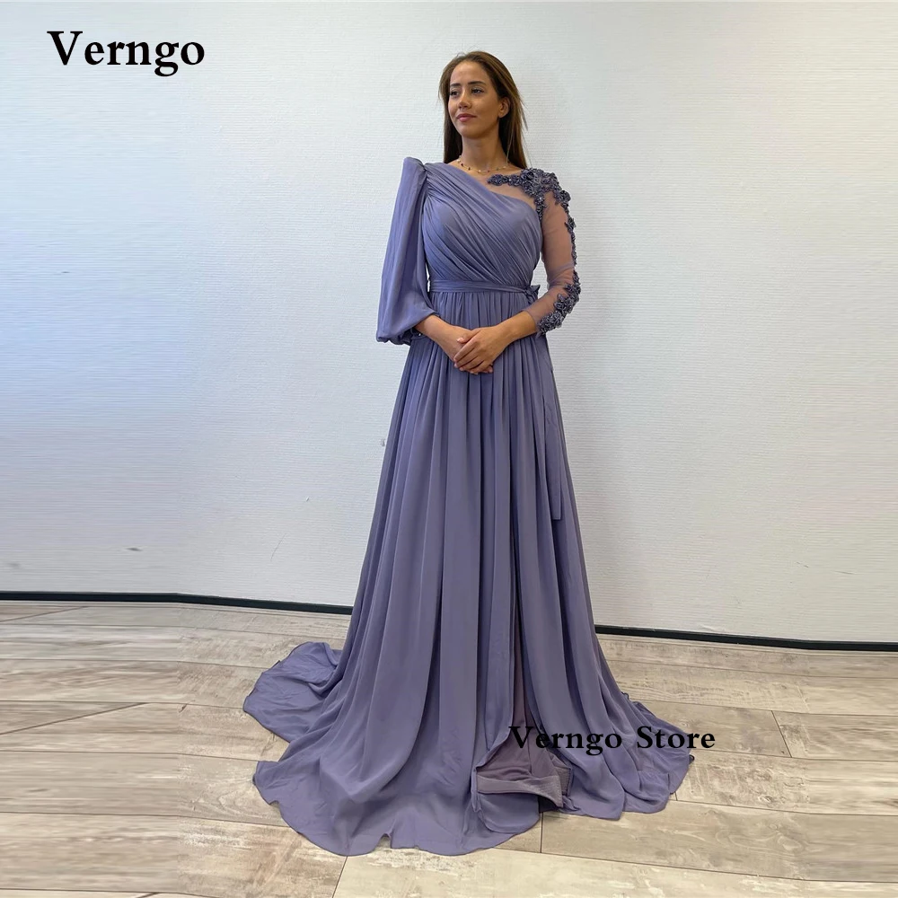 Verngo Black Lavender Chiffon Prom Dresses Plus Size Long Sleeves Applique Beads Scoop Neck Arabic Women Formal Evening Gowns
Verngo Black Lavender Chiffon Prom Dresses Plus Size Long Sleeves Applique Beads Scoop Neck Arabic Women Formal Evening Gowns