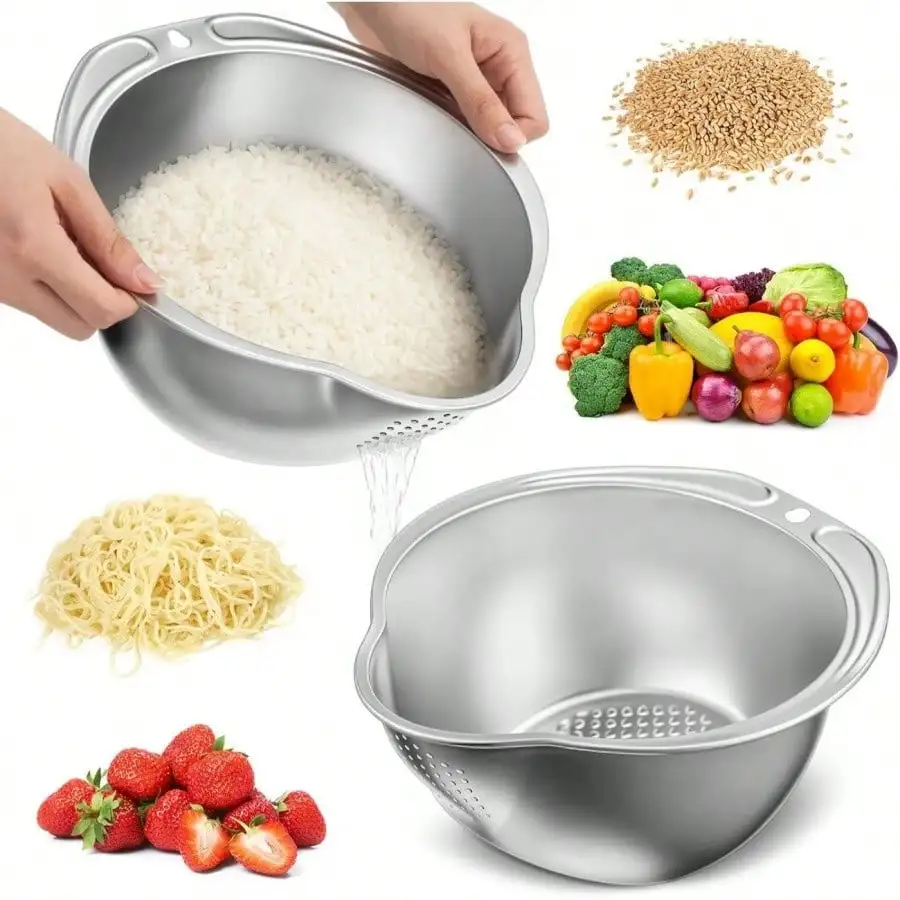Rice Washer And Strainer Colander Basket – Durable, Plastic Kitchen Sieve Beans Peas Cleaning, Multi-Use Drainer Gadget, Accessories Efficient Washing, Rugged And Easy-To-Use, White
Rice Washer And Strainer Colander Basket – Durable, Plastic Kitchen Sieve Beans Peas Cleaning, Multi-Use Drainer Gadget, Accessories Efficient Washing, Rugged And Easy-To-Use, White