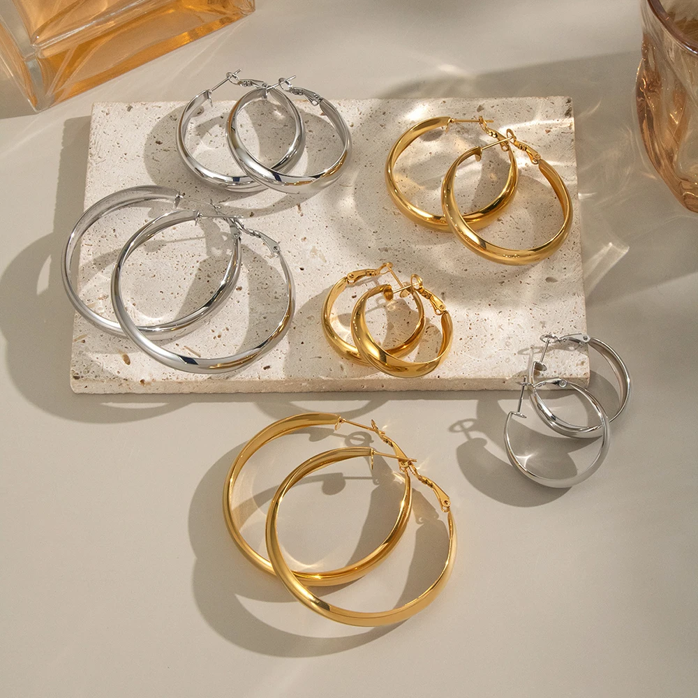 Classic Simple Geometric Round Big Stainless Steel Hoop Earrings for Women Exaggeration Circle Earrings Jewelry Accessory
Classic Simple Geometric Round Big Stainless Steel Hoop Earrings for Women Exaggeration Circle Earrings Jewelry Accessory