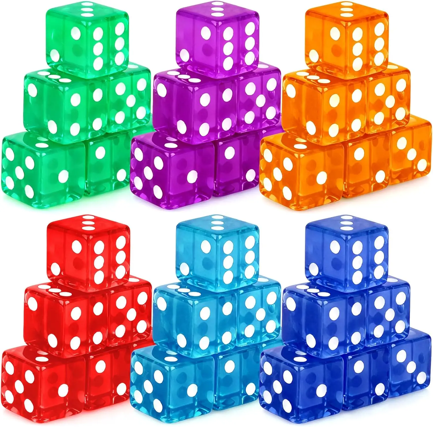 36-Piece Casino Dice Set, 19mm Large Acrylic Dice in Multiple Colors for Board Games and Parties
36-Piece Casino Dice Set, 19mm Large Acrylic Dice in Multiple Colors for Board Games and Parties