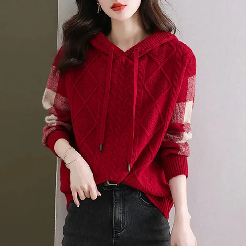 Autumn Winter New Female Casual Ladies Top Pullover Sweater Women's Mid Long Age Reduction Versatile Hooded Knitted Sweater Coat
Autumn Winter New Female Casual Ladies Top Pullover Sweater Women's Mid Long Age Reduction Versatile Hooded Knitted Sweater Coat