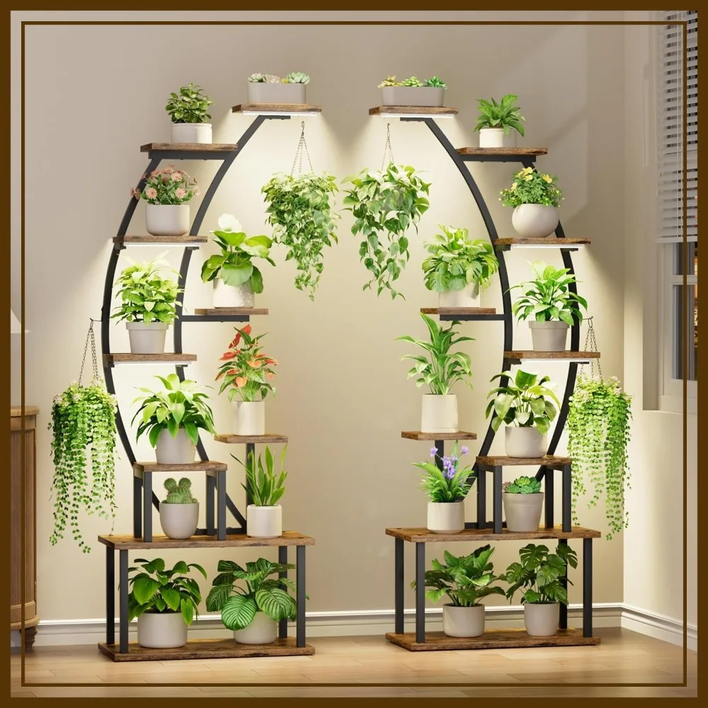 9-Tier Tall Plant Stand with Grow Lights, 64" Indoor Shelf for Multiple Plants, Curved Metal Rack for Living Room Patio
9-Tier Tall Plant Stand with Grow Lights, 64" Indoor Shelf for Multiple Plants, Curved Metal Rack for Living Room Patio
