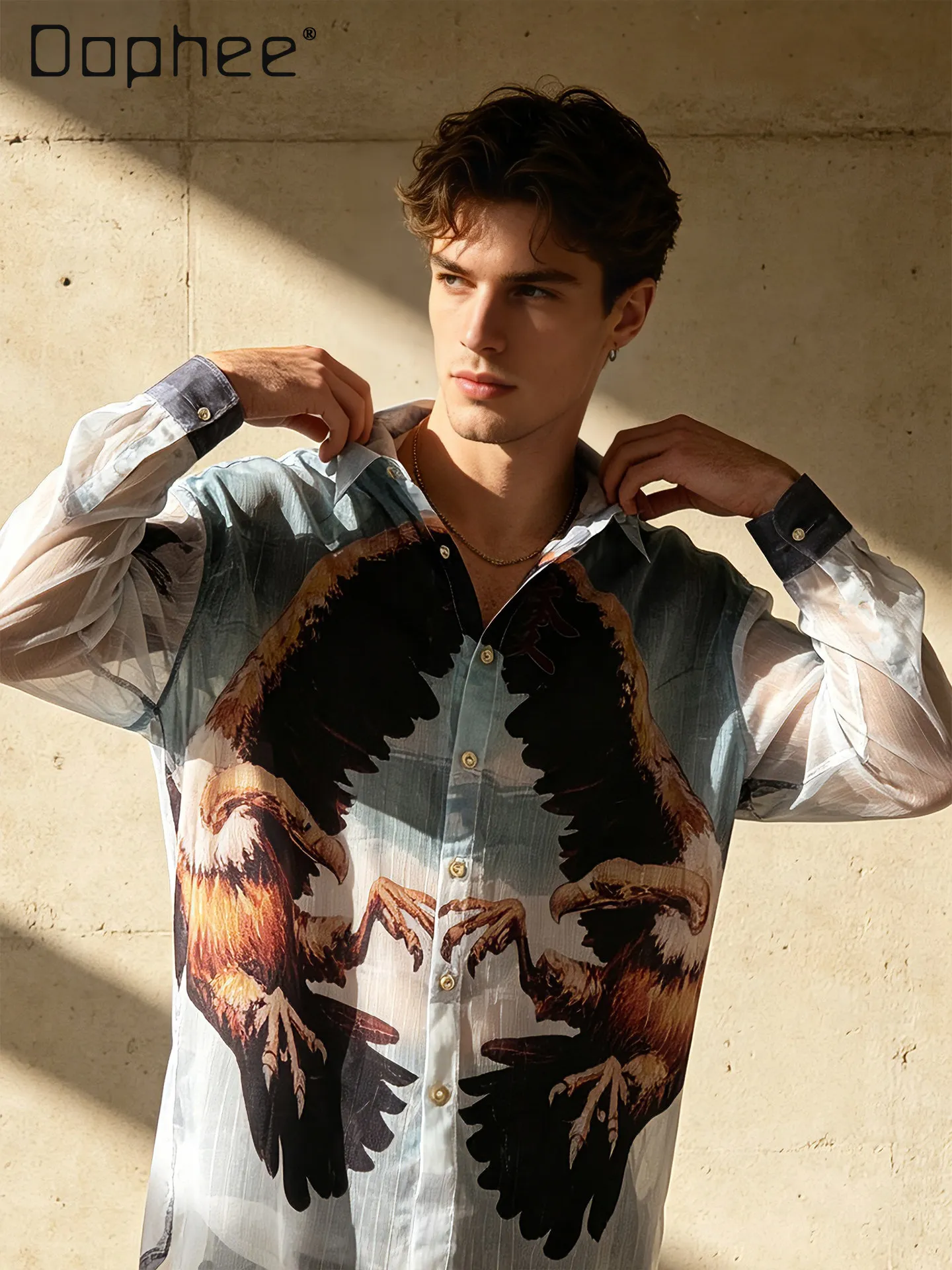 Summer Men Vintage Symmetric Vulture Ink Wash Cloud Print Long Sleeve Shirt Loose Light Breathable Lapel Casual Blouse
Summer Men Vintage Symmetric Vulture Ink Wash Cloud Print Long Sleeve Shirt Loose Light Breathable Lapel Casual Blouse