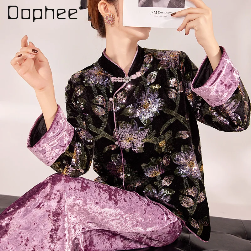 New Chinese Heavy Industry Retro Flower Embroidery Sequined Loose Coat High Waist Slim A-line Skirt Celebrity Two-piece Set
New Chinese Heavy Industry Retro Flower Embroidery Sequined Loose Coat High Waist Slim A-line Skirt Celebrity Two-piece Set