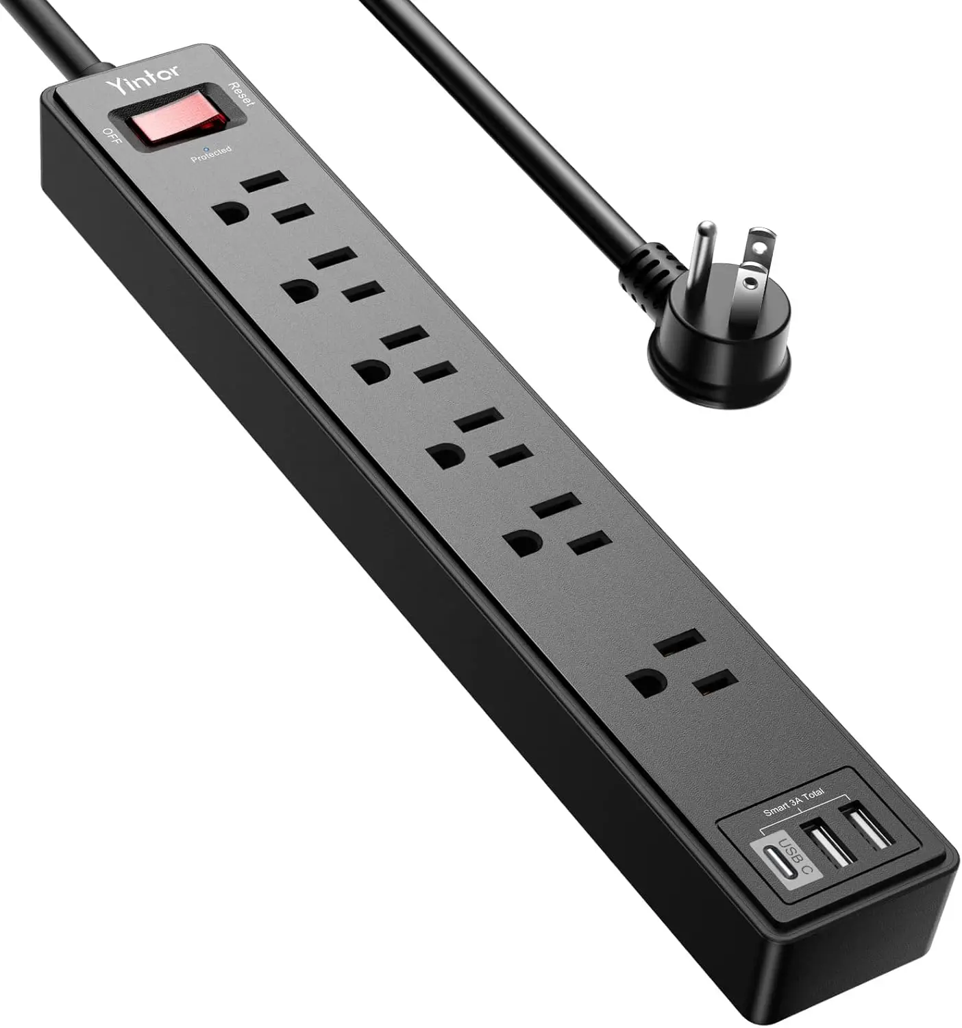 6Ft Power Strip Surge Protector - Extension Cord with 6 AC Outlets & 3 USB Ports, 1680 Joules, ETL Listed, Black
6Ft Power Strip Surge Protector - Extension Cord with 6 AC Outlets & 3 USB Ports, 1680 Joules, ETL Listed, Black