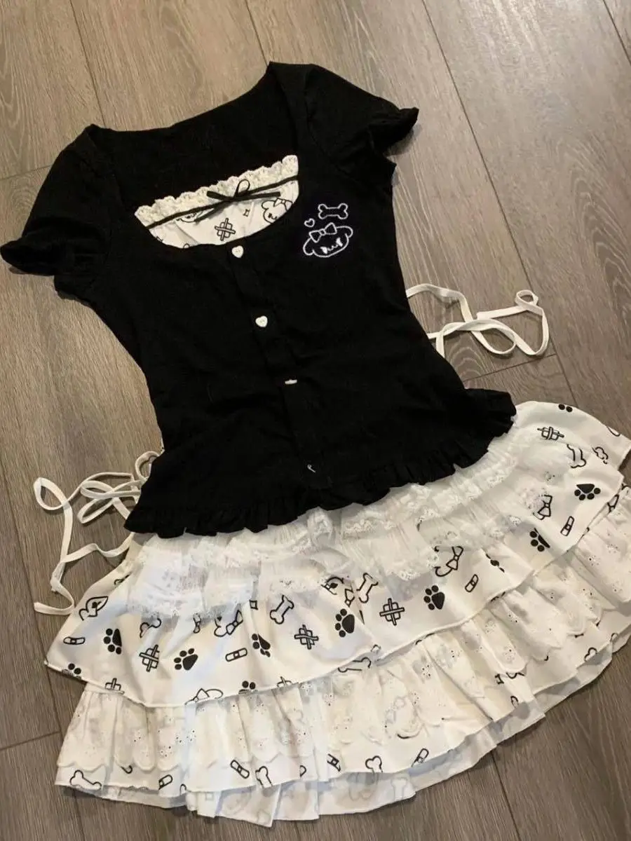 Cute Girl Summer Cake Skirt Set Short Puffy Sleeve T-shirt Two-piece Set Fluffy Skirt Women's Fashion Ensemble round Neck Sho...
Cute Girl Summer Cake Skirt Set Short Puffy Sleeve T-shirt Two-piece Set Fluffy Skirt Women's Fashion Ensemble round Neck Sho...