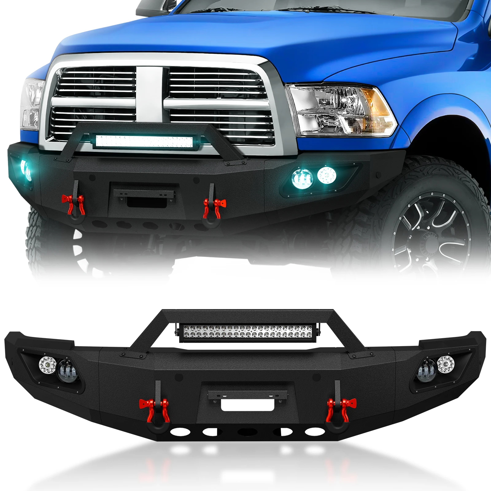 Front Bumper with Winch Plate, Sensor Holes, 5 X LED Lights, License Plate Bracket & D-rings for 2010-2018 Dodge Ram 2500 3500
Front Bumper with Winch Plate, Sensor Holes, 5 X LED Lights, License Plate Bracket & D-rings for 2010-2018 Dodge Ram 2500 3500