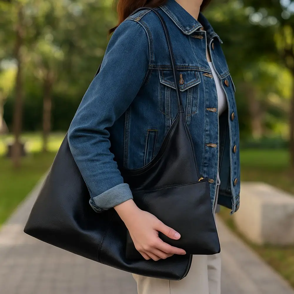 Модная женская сумка-тоут большой вместимости, легкая мягкая сумка через плечо, простая дорожная сумка через плечо
Модная женская сумка-тоут большой вместимости, легкая мягкая сумка через плечо, простая дорожная сумка через плечо