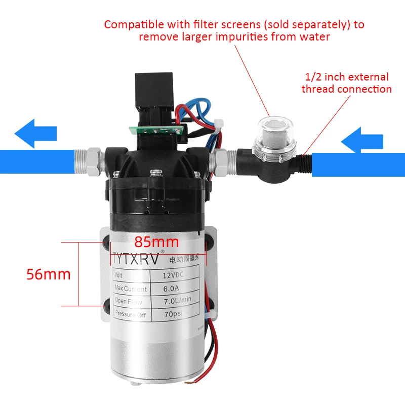 TYTXRV 24V 70 PSI RV Marine Boat Water Pump Self-Priming Diaphragm Pump for Home Camper Van Caravan
TYTXRV 24V 70 PSI RV Marine Boat Water Pump Self-Priming Diaphragm Pump for Home Camper Van Caravan