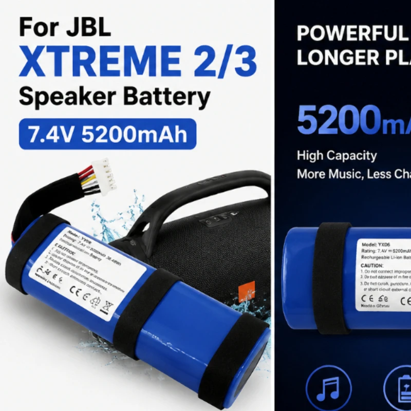 5200mAh 7.4V New Rechargeable Battery Compatible for JBL Xtreme 2nd 3rd Gen Bluetooth Speaker Replacement Battery
5200mAh 7.4V New Rechargeable Battery Compatible for JBL Xtreme 2nd 3rd Gen Bluetooth Speaker Replacement Battery