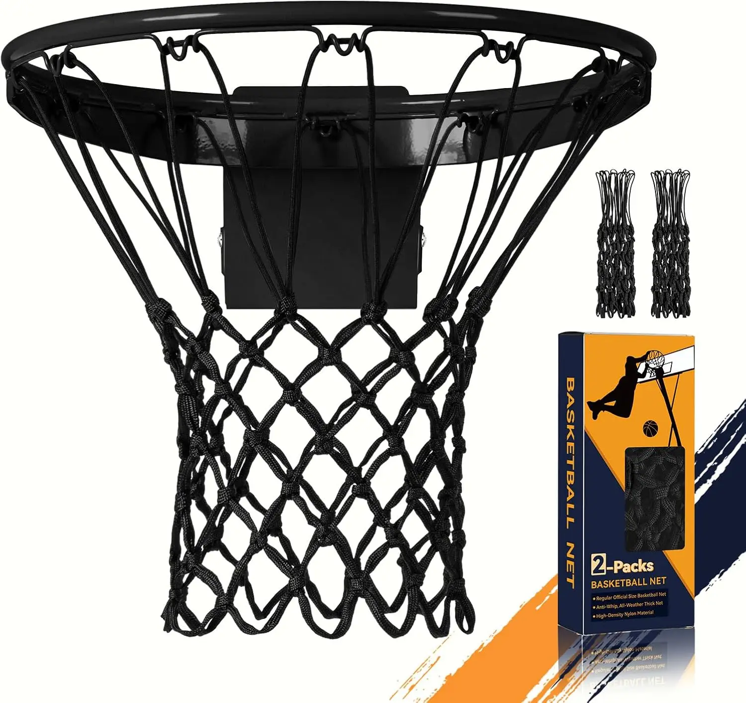 Heavy Duty Nylon Basketball Net, 12 Loops, All Weather, Anti-Whip, Fits Standard Rims, Gift Box
Heavy Duty Nylon Basketball Net, 12 Loops, All Weather, Anti-Whip, Fits Standard Rims, Gift Box