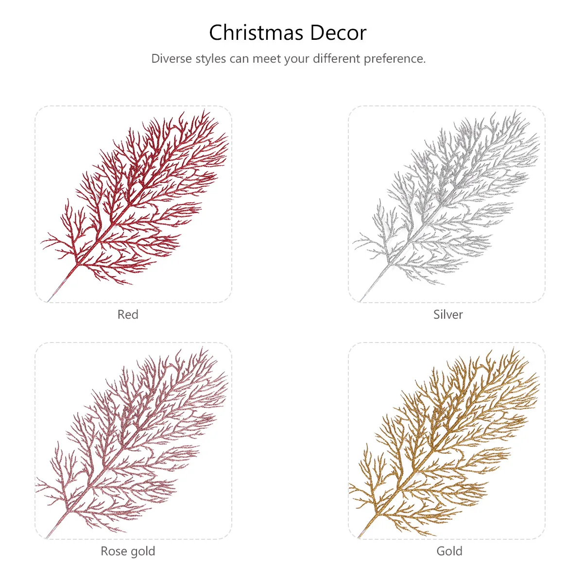 12PCS Christmas Tree naments Premium Material Artificial Leaves Coral Window Display Home Decor Desk Accessories
12PCS Christmas Tree naments Premium Material Artificial Leaves Coral Window Display Home Decor Desk Accessories